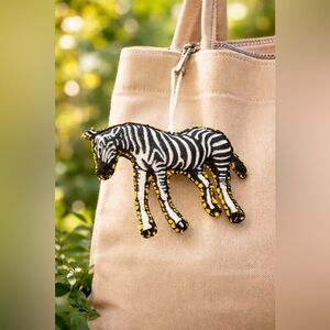 Handmade Felt  Zebra Bag Charm